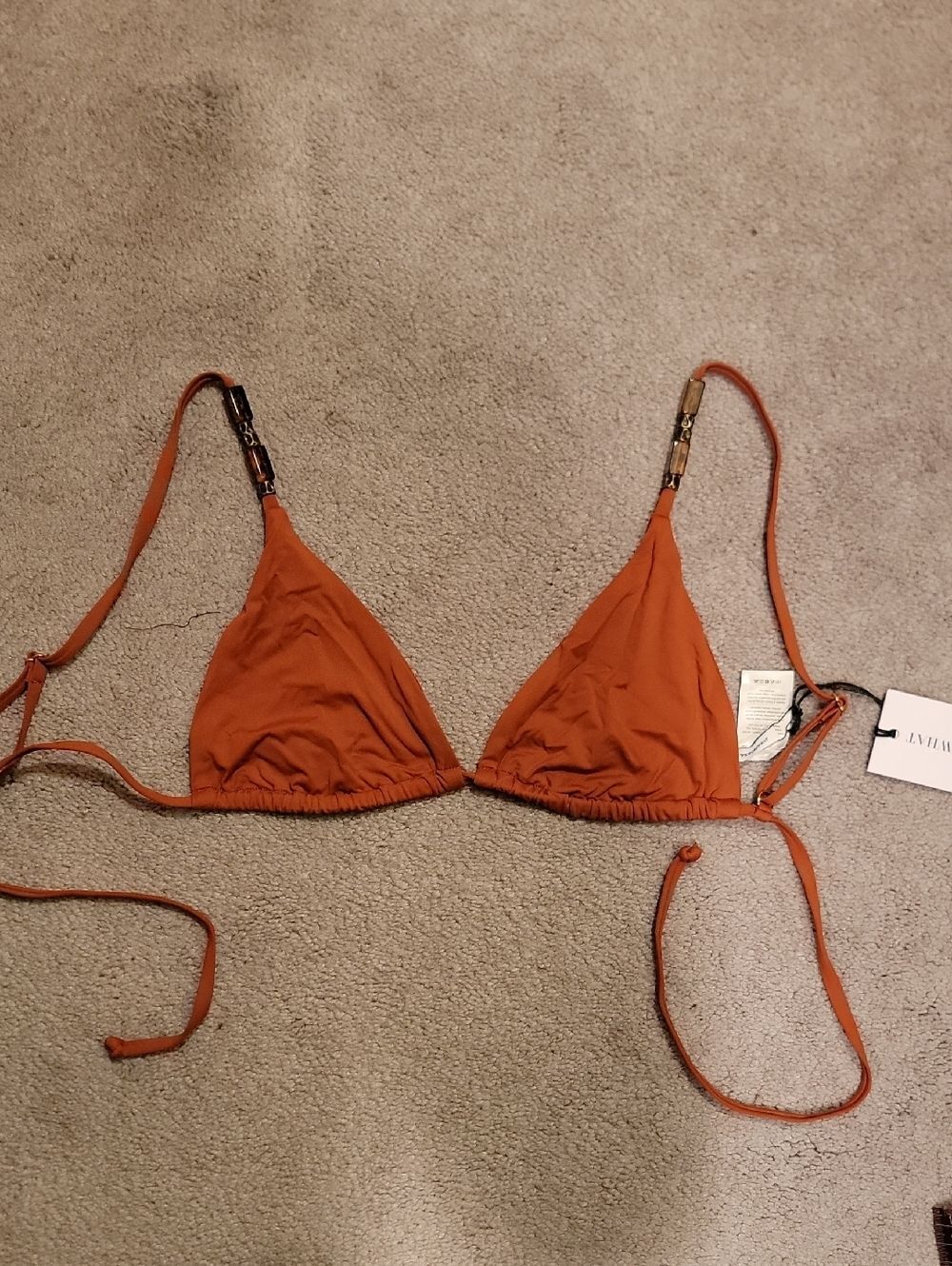 NWT WeWoreWhat Rust Orange Triangle Bikini Top
